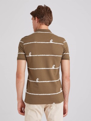 Dufy Haki Erkek Slim Fit Bisiklet Yaka Tshirt
