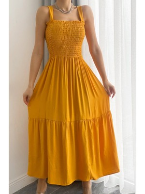 Rengamoda Gipeli Askılı Kat Elbise Dokuma Viskon Kumaş