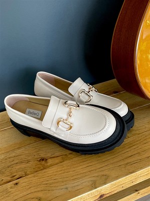 BeBeQ Togga Bej Mat Tokalı Kadın Loafer Ayakkabı