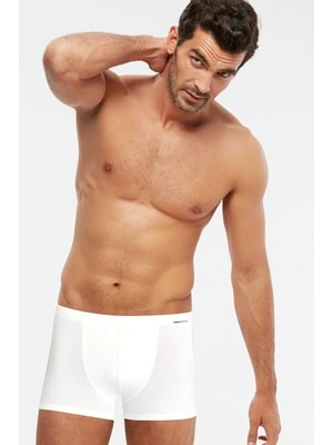 Kom Beyaz Pamuklu Basic Erkek Boxer