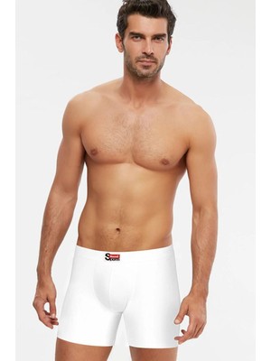 Kom 2'li Beyaz Pamuklu Erkek Boxer