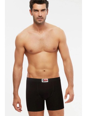 Kom 2'li Siyah Pamuklu Erkek Boxer