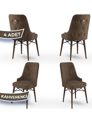 Canisa Concept Pare Serisi, 1.sınıf Babyface Ithal Kumaş, 4 Adet Sandalye, Ceviz Gürgen Ayak, Gümüş Halkalı