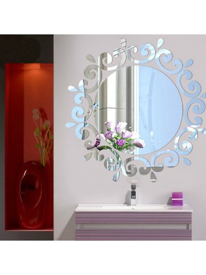 Nachen 3D Modern Kırılmaz Kırılmaz Ayna Duvar Çıkartması - Gümüş (Yurt Dışından)
