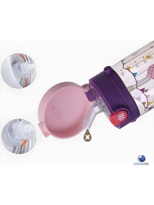 Rovco çocuk Ppsu 200 ml Pipetli Kulplu Su Matarası -Akıllı Pipet Toplu 2 Renk B1037