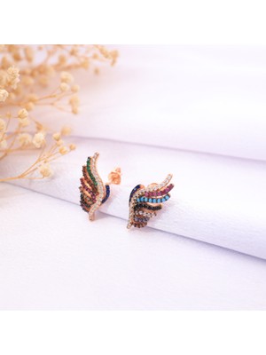 Miavi Silver 925 Ayar Gümüş Mix Taşlı Kanat Küpe