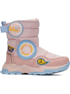 İmershoes Unisex Günlük Çocuk Yüksek Kalın Kaymaz Taban Cırtlı Kürk Astarlı Soğuk Geçirmez Kar Botu  2221