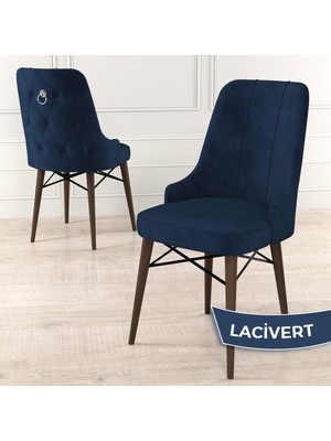 Canisa Concept Pare Serisi  Babyface Kumaş Yemek Odası Sandalyesi Ceviz Gürgen Ayak Gümüş Halkalı