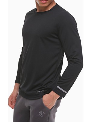 Ghassy Co. Erkek Uzun Kollu Egzersiz Tshirt Nefes Alabilen Kumaş 2XL Siyah Renk Spor İçin Tasarlandı