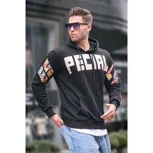 Siyah Baskılı Kapüşonlu Erkek Sweatshirt 6039
