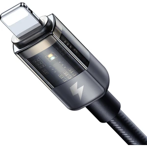 CA-3140 Lightning LED Işıklı  Power Off 3A Hızlı Data/şarj Kablosu 1.2m-Siyah