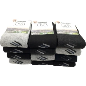 Trendcorap Club Serisi 12 Çift Dikişsiz Burunlu Kışlık Kalın Lambswool Yün Erkek Çorap