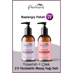 Doğal Çilek ve Yasemin Yenilebilir İpeksi Masaj Yağı Seti 150 ml