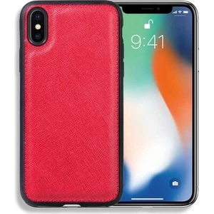 Kırmızı Saffiano Hakiki Deri iPhone x / Xs Kılıfı