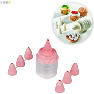6 Başlıklı Mutfak Pasta Krema Sıkma Süsleme Pompası Aparatı Seti