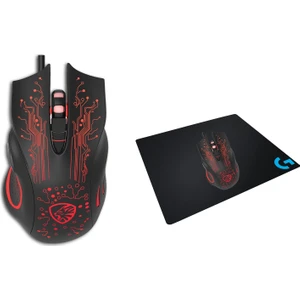 Hy-X8 Eagle Siyah Gaming Oyuncu Mouse + Logitech Gaming Mouse Pad Set