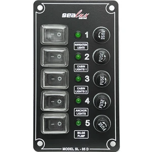 Marine Tekne Switch Panel 5 Anahtarlı Dikey 12-24v  Sigorta Paneli