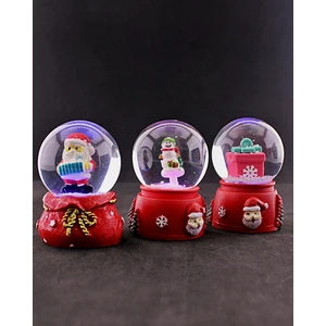 Hediye Filesi 3 Adet Yeni Yıl 2023 Noel Hediyesi Temalı Mini Boy Işıklı Kar Küresi 6,5 cm - 36