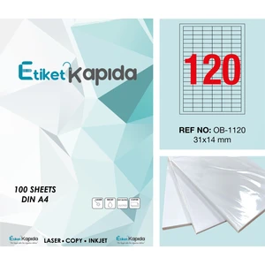 Etiket Kapıda A4 Yapışkanlı Hazır Laser Etiket 31 x 14 mm 100 Sayfa 12000 Etiket