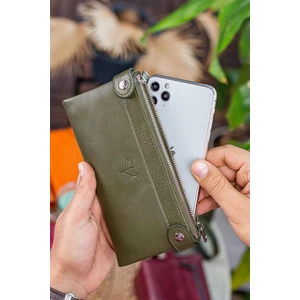 Roosevelt Hakiki Deri Telefon Bölmeli El Saplı Unisex Portföy Cüzdan