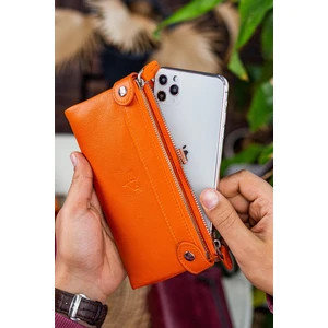 Roosevelt Hakiki Deri Telefon Bölmeli El Saplı Unisex Portföy Cüzdan