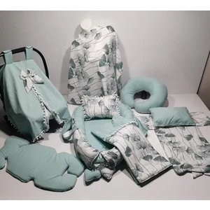 Oval Yeşil Çiçekli 10 Parça Babynest Seti