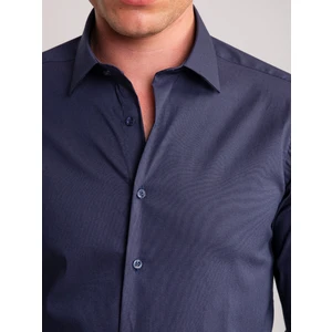 Lacivert Erkek Ekstra Slim Fit Brent Yaka Uzun Kol Gömlek