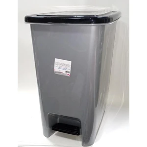 40 Litre Büyük Boy Pedallı Çöp Kovası Metalik Gri 43X32 H:53CM Arkaplan Kırılmaz Çelik Tel Mekanizma