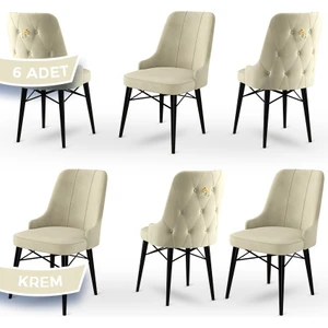 Concept Pare Serisi  Babyface Kumaş  6 Adet Sandalye Siyah Gürgen Ayak Gold Halkalı