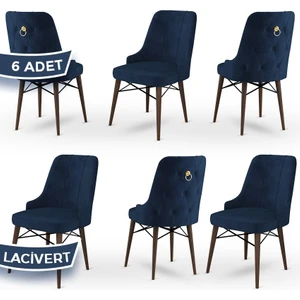 Concept Pare Serisi  Babyface Kumaş 6 Adet Sandalye Ceviz Gürgen Ayak Gold Halkalı