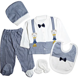 Hece Bebe Papyon Askı Detaylı Erkek Bebek Hastane Çıkışı Seti