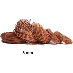Deri Ip Sırım Yuvarlak 3 mm Naturel 1mt (Leathercraft, Deri Hobi)