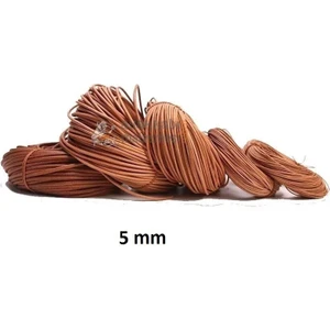 Deri Ip Sırım Yuvarlak 5 mm Naturel 1mt (Leathercraft, Deri Hobi)