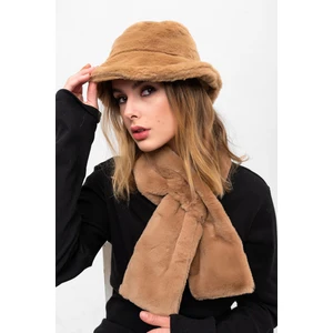 Saria Moda Kadın 2'li Set Peluş Bucket Şapka Boyunluk Atkı