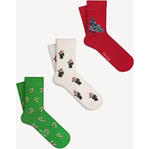 Mono Socks 3'lü Teddy Bear Yılbaşı Christmas Çorabı