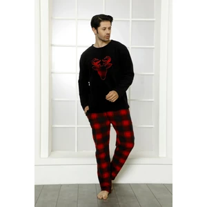 Kışlık Baba Oğul Polar Pijama Takımı -Geyikli Yılbaşı Aile Pijaması- Tek Adet