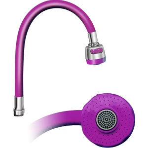 Su Armatürleri Oynar Başlıklı Tasarruflu Silikon Musluk Başlığı Kobar Çift Fonksiyonlu Mor