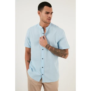 Keten Görünümlü Hakim Yaka Kısa Kol % 100 Pamuk Gömlek Erkek Gömlek CF21S113899