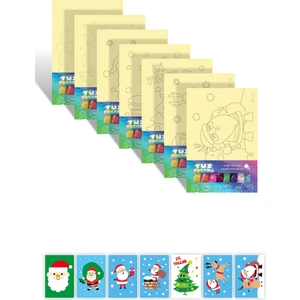 Noel Baba ve Yılbaşı Tuz Boyama Oyunu Seti 7 'li , Eğitici Aktivite , Kum Boyama Oyunu TB-033