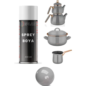 Gri Tencere Tava Cezve Isıya Dayanıklı 500° Emaye Sprey Boyası 400 Ml