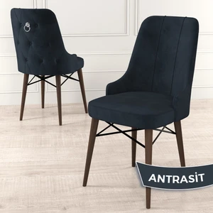 Concept Pare Serisi  Babyface Kumaş Yemek Odası Sandalyesi Ceviz Gürgen Ayak Gümüş Halkalı