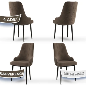 Concept Trex Serisi   Babyface Kumaş Siyah Metal Ayak 4 Adet Sandalye