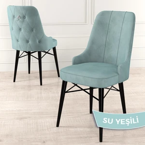 Concept Pare Serisi  Babyface Kumaş Yemek Odası Sandalye  Siyah Gürgen Ayak Gümüş Halkalı