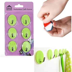 Binbirreyon Pratik Yapışkanlı Duvar Askısı Oval 6'lı Yeşil DE211-6