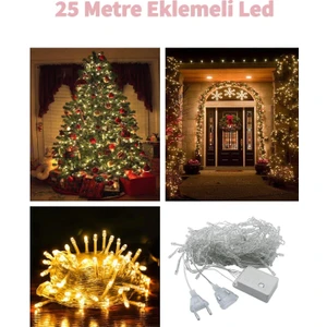 Masho Trend Fonksiyonlu Sarı 25 Metre Dekor LED - Çam Ağacı Süsü Yılbaşı Süsü - Pirinç LED