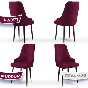 Concept Trex Serisi   Babyface Kumaş Kahve Metal Ayak 4 Adet Sandalye