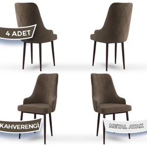 Concept Trex Serisi   Babyface Kumaş Kahve Metal Ayak 4 Adet Sandalye