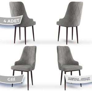 Concept Trex Serisi   Babyface Kumaş Kahve Metal Ayak 4 Adet Sandalye