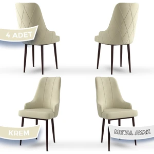 Concept Trex Serisi   Babyface Kumaş Kahve Metal Ayak 4 Adet Sandalye