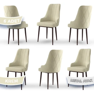 Concept Trex Serisi   Babyface Kumaş Kahve Metal Ayak 6 Adet Sandalye